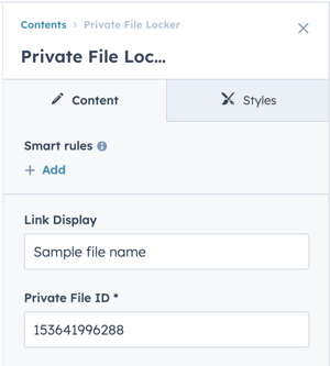 Adding private file locker to a page